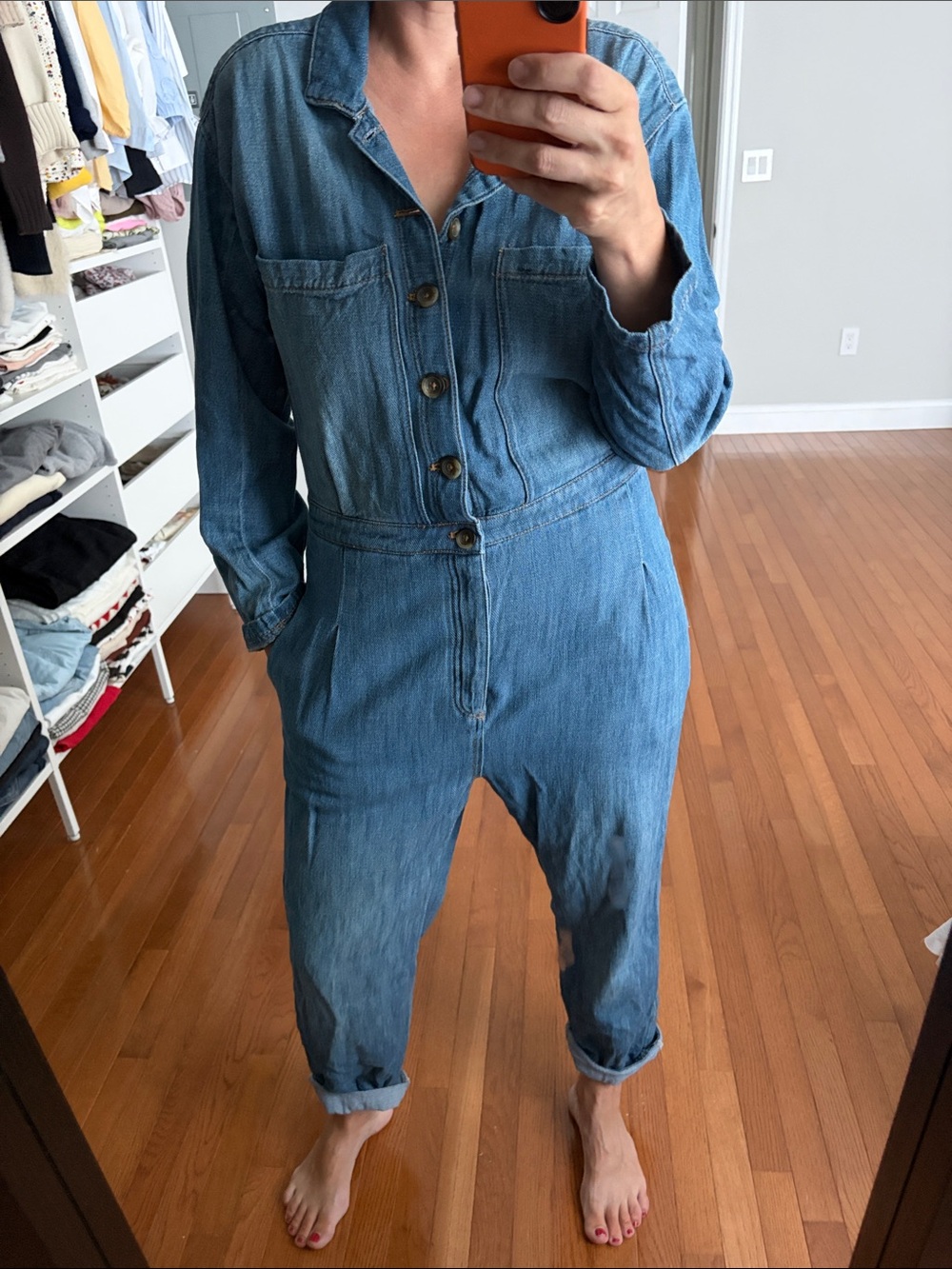 Free People Light Blue Denim Overalls Jumpsuit